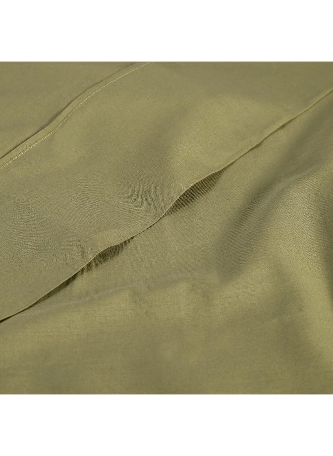 SUPERIOR Percale 300 Thread Count 100% Cotton, Deep Pocket, 5-Piece Split King Bed Sheet Set, Solid, Sage