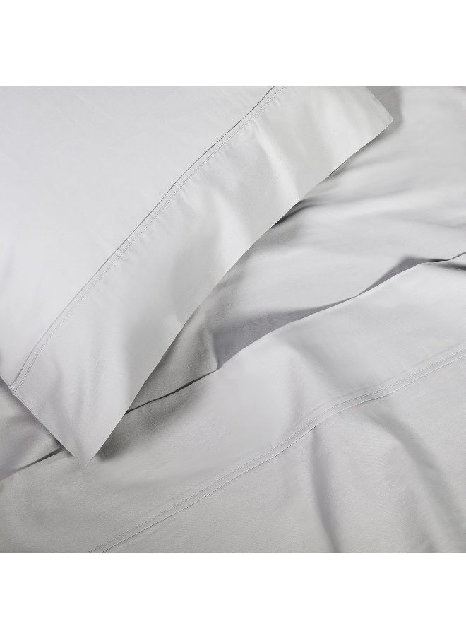 SUPERIOR Cotton Percale Deep Pocket Sheet Set, Queen, Platinum, 4-Pieces