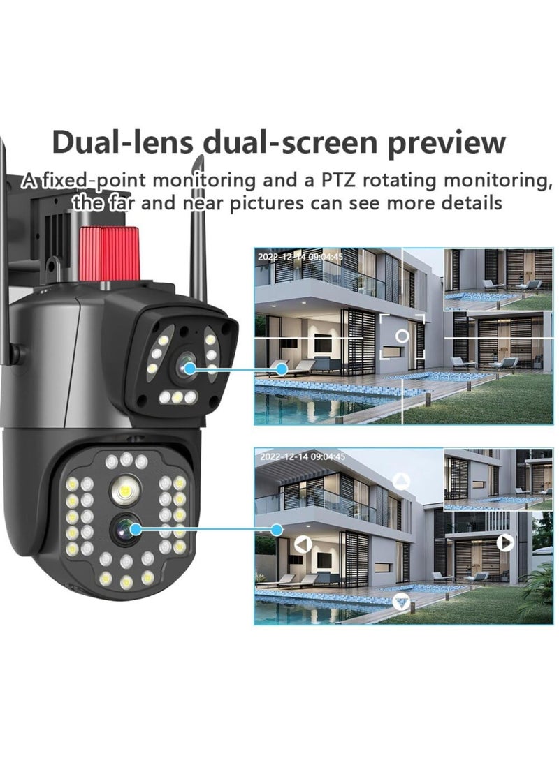 MAYUMI 5MP+5MP HD WiFi Dual Lens/Dual Screen Video Recording Outdoor Camera with Color Night Vision, 360° PTZ Control, PIR Motion Sensor, and IP66 Waterproof PTZ Camera (Black) and White