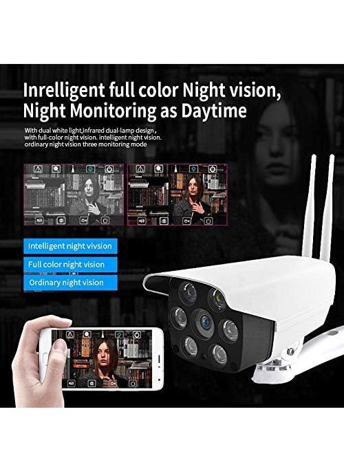 MAYUMI Wireless WiFi 2MP Full HD 1080p Waterproof Indoor and Outdoor IP Security Bullet CCTV Security Camera (White)