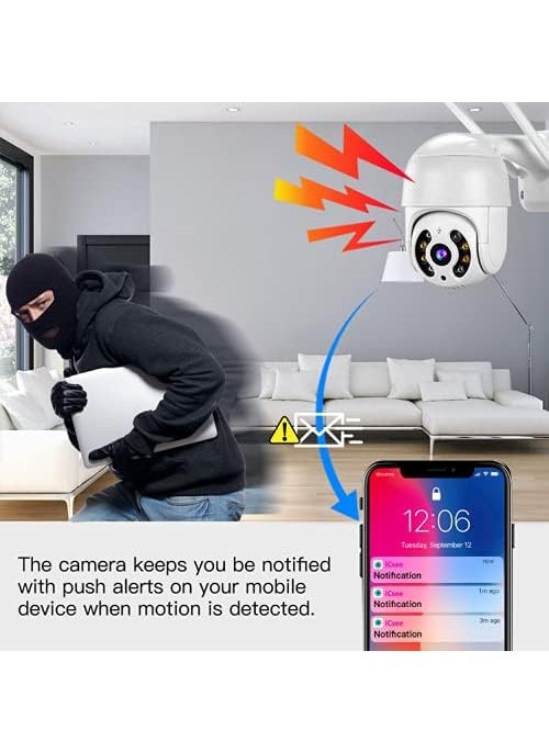 MAYUMI Full HD1080P Camera Two Way Audio/Motion Detection/Best Night Vision/Waterproof CCTV Camera Wi-Fi IP66 PTZ v380 PRO Camera Pan Tilt Surveillance Camera Support Upto 128G SD,White