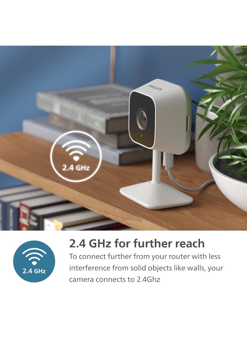 PHILIPS WiFi HSP1000 Fixed Indoor Security Camera | Full HD 2MP | 2-Way Talk | Motion Detect | Night Vision| SD Card | AES-128bit Encryption | 2 Year Brand Replacement Warranty
