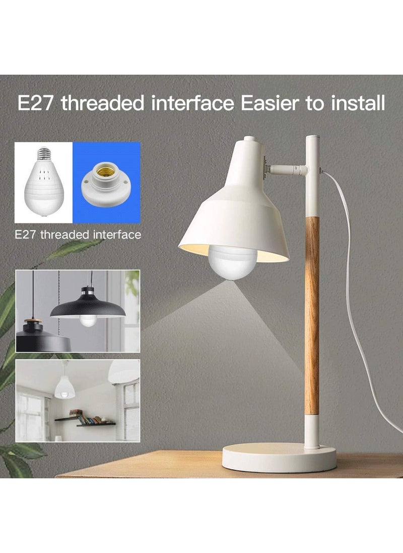 AUSHA® Wireless 2MP 1080P Bulb WiFi Internet CCTV Camera for Home Shop Office Security, Fisheye 360 Degree, Panoramic View, Night Vision, 2 Way Audio Live HD Recording (CCTV Bulb Camera)