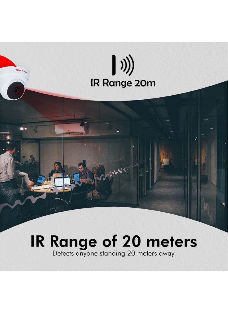 CP PLUS 5MP IR Dome Security Camera | 3.6 mm Fixed Lens | Max. 25fps at 5MP (16:9 Video Output) | IR Range of 20 Mtrs | Support Built-in Mic -CP-USC-DC51PL2C-V3