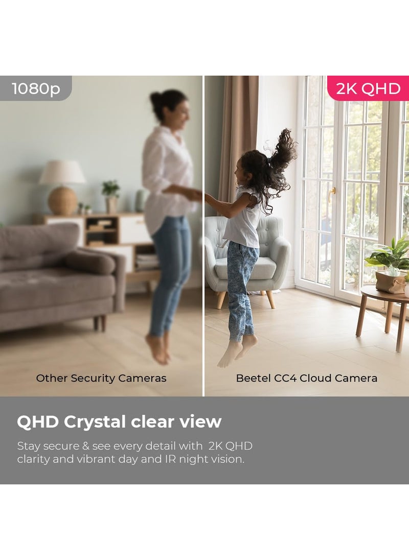 Beetel 4MP 3X Zoom QHD Dual Wi-Fi Band(2.4 & 5GHz) CCTV Home Security Camera|360° Pan Tilt|2-Way Talk|Motion Alert/Tracking|Night Vision|SD Card(Upto 256 GB),Alexa & Google Assnt|Onvif|CC4