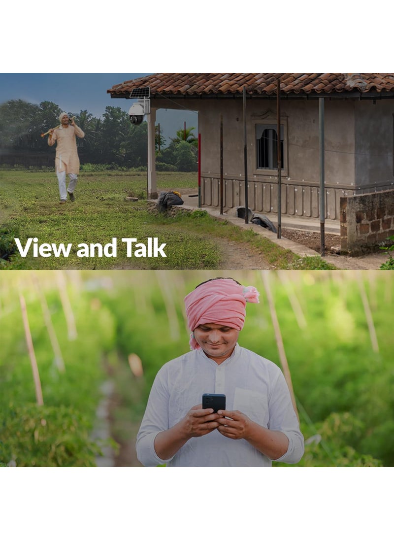 CP_Plus 4MP 2K QHD 4G Outdoor PT Solar Camera | Built-in Battery Support | Two Way Talk | PIR Motion Detection Alerts | Full Color Night Vision | SD Card (Up to 256 GB) CP-Z44R