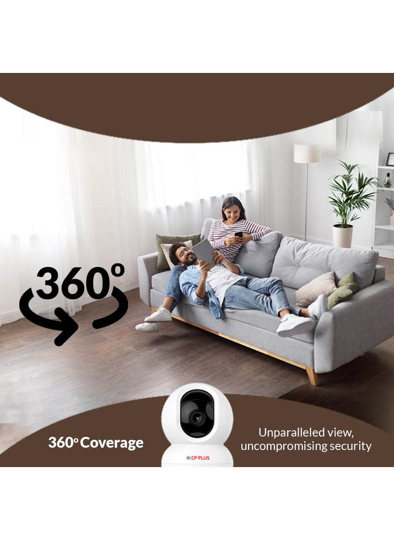 (Refurbished) CP PLUS 5 MP Resolution Smart Wi-fi Ai CCTV Camera | 2 Way Talk | Human Body Detection & Motion Tracking Alert | Supports Vehicle & Crossline Detection Powered by Ai | Advanced Night Vision | CP-E51AR