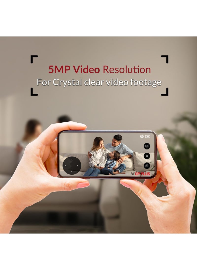 (Refurbished) CP PLUS 5 MP Resolution Smart Wi-fi Ai CCTV Camera | 2 Way Talk | Human Body Detection & Motion Tracking Alert | Supports Vehicle & Crossline Detection Powered by Ai | Advanced Night Vision | CP-E51AR