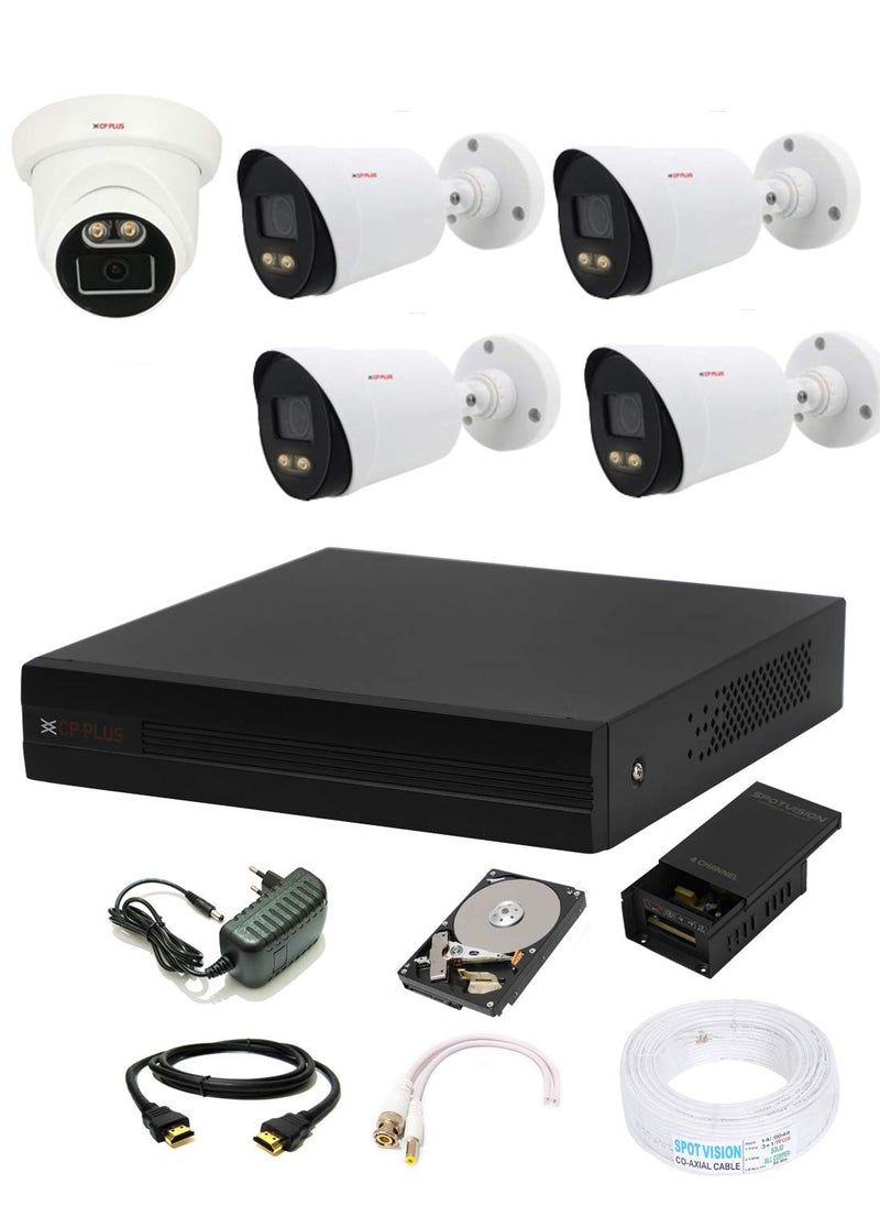 CP PLUS 8 Channel HD DVR 1080p, Colorful View in Nigh Vision Outdoor Wired Camera 2.4 MP 4Pcs, Indoor Camera 2.4 MP, 1 TB Hard Disk, Full Combo Set