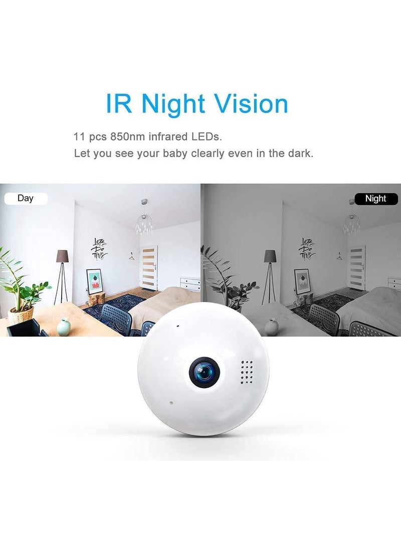 AUSHA® 360 Degree Camera 1080P Bulb CCTV Camera with WiFi Mobile Connectivity,Night Vision,Motion Detection, 2 Way Audio