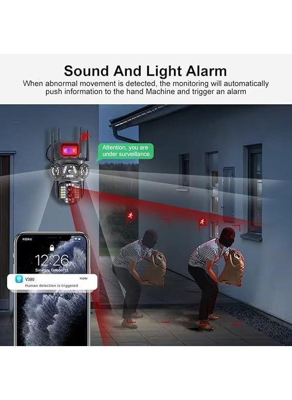 Fabbay Smarthome 2 Mp Outdoor PTZ WiFi Home Security Camera with Bidirectional Voice, 360 Rotation (Black tricam)