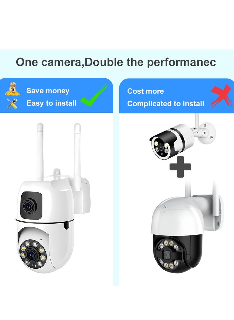 RUBO Safe Live Camera Dual-Lens Indoor Camera, 2MP 360° Dual Lens Smart Security Camera, WiFi Wireless Indoor Security Camera, Motion Tracking, Dual-Screen Display/Audio, Phone Alerts