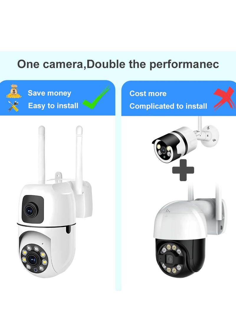 RUBO Safe Live Camera Dual-Lens Indoor Camera, 2MP 360° Dual Lens Smart Security Camera, WiFi Wireless Indoor Security Camera, Motion Tracking, Dual-Screen Display/Audio, Phone Alerts