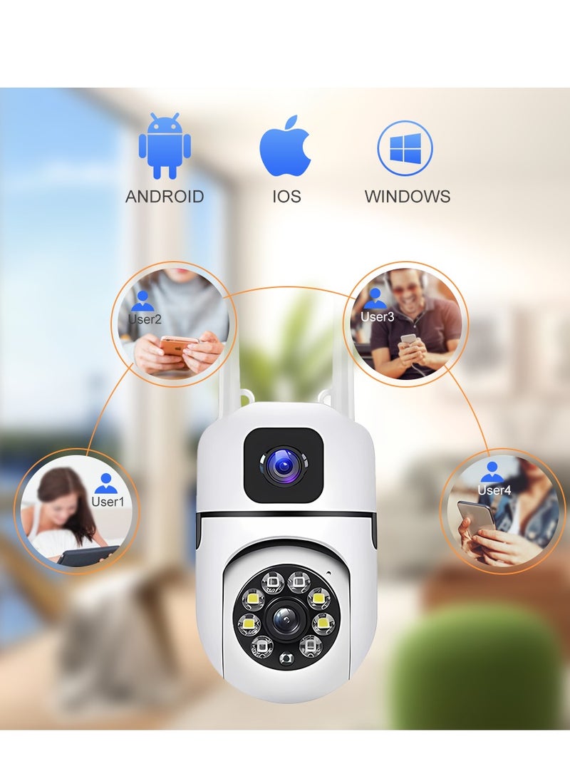 RUBO Safe Live Camera Dual-Lens Indoor Camera, 2MP 360° Dual Lens Smart Security Camera, WiFi Wireless Indoor Security Camera, Motion Tracking, Dual-Screen Display/Audio, Phone Alerts