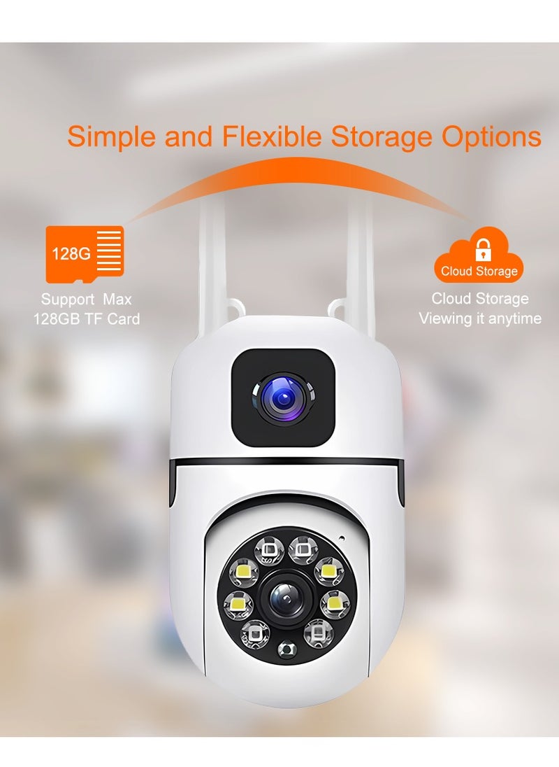 RUBO Safe Live Camera Dual-Lens Indoor Camera, 2MP 360° Dual Lens Smart Security Camera, WiFi Wireless Indoor Security Camera, Motion Tracking, Dual-Screen Display/Audio, Phone Alerts