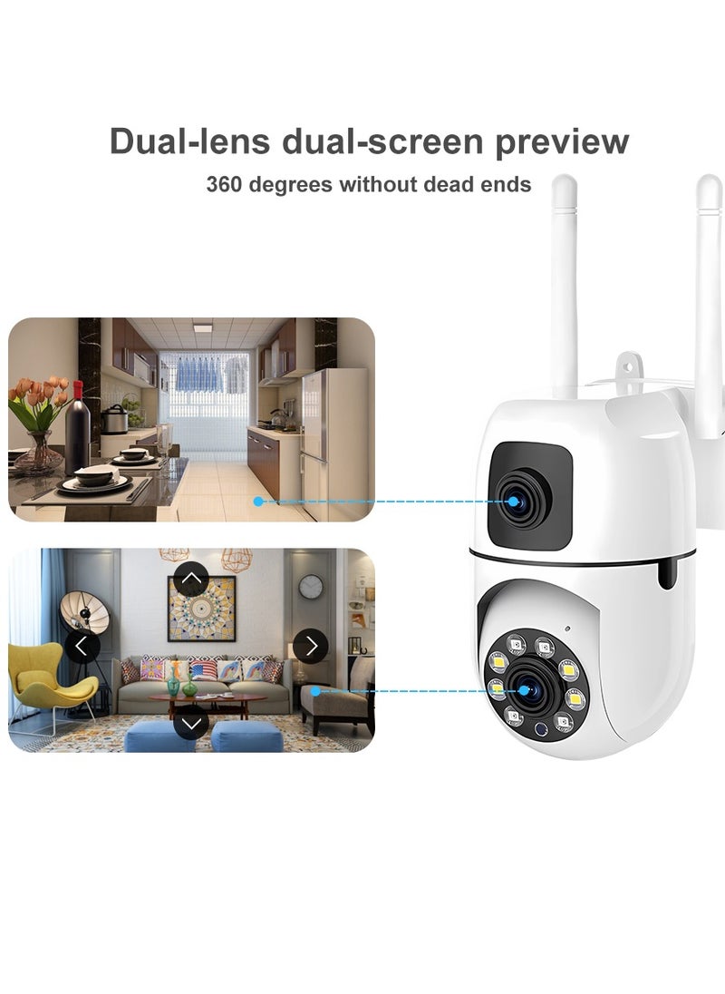 RUBO Safe Live Camera Dual-Lens Indoor Camera, 2MP 360° Dual Lens Smart Security Camera, WiFi Wireless Indoor Security Camera, Motion Tracking, Dual-Screen Display/Audio, Phone Alerts