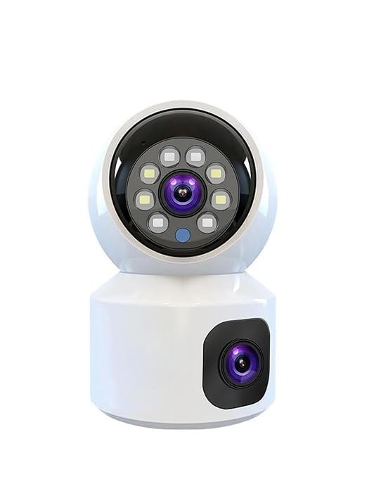 Fabbay Dual Lens/Screen 2in1 PTZ+Bullet 5+5MP Full HD 1920 Resolution WiFi Wireless Indoor Camera Color Night Vision, AI (Upgraded) CCTV Human Detection, Motion Detection, 360? View, Two Way Talk