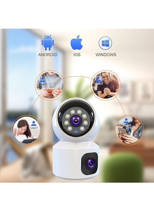 Fabbay Dual Lens/Screen 2in1 PTZ+Bullet 5+5MP Full HD 1920 Resolution WiFi Wireless Indoor Camera Color Night Vision, AI (Upgraded) CCTV Human Detection, Motion Detection, 360? View, Two Way Talk
