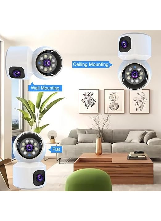 Fabbay Dual Lens/Screen 2in1 PTZ+Bullet 5+5MP Full HD 1920 Resolution WiFi Wireless Indoor Camera Color Night Vision, AI (Upgraded) CCTV Human Detection, Motion Detection, 360? View, Two Way Talk