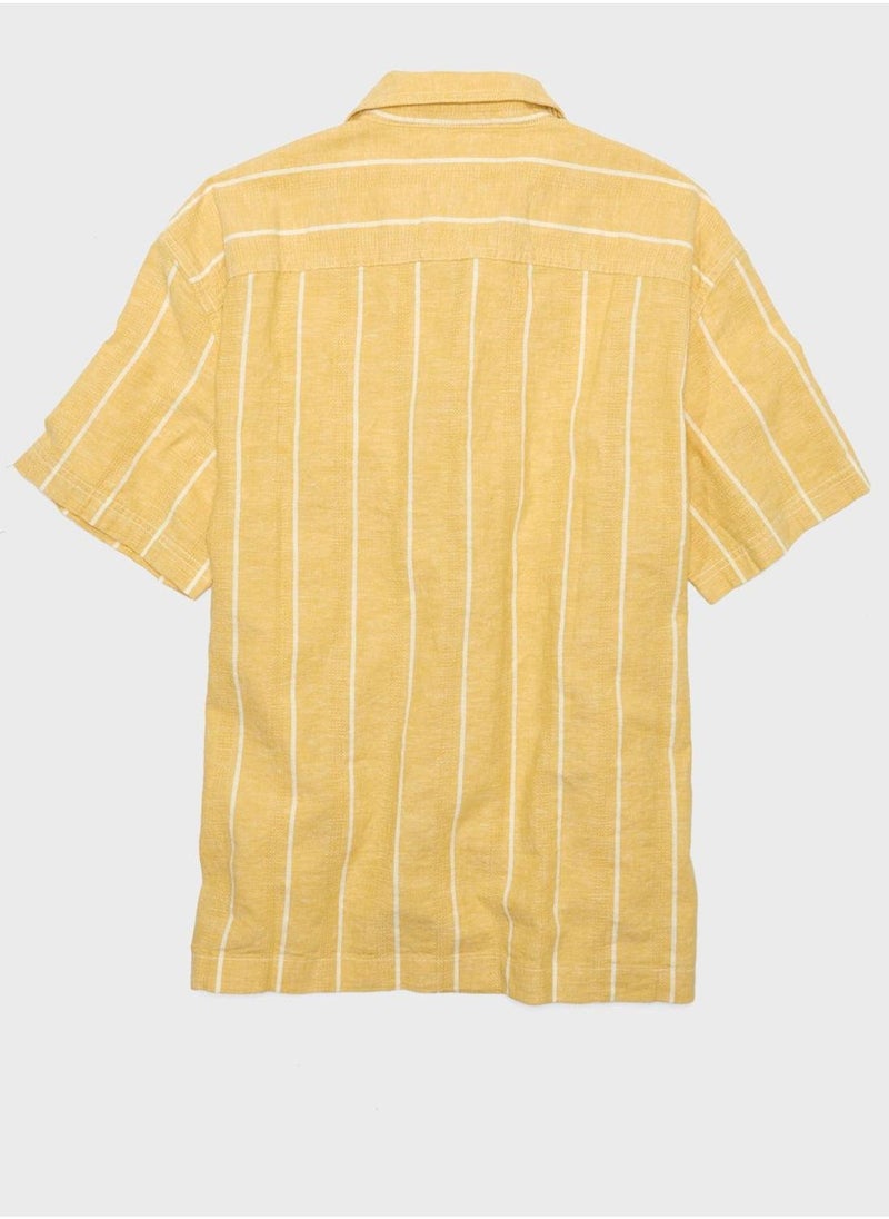 Striped Relaxed Fit Button Down Shirt