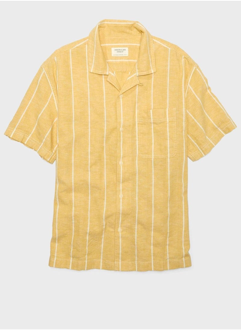 Striped Relaxed Fit Button Down Shirt