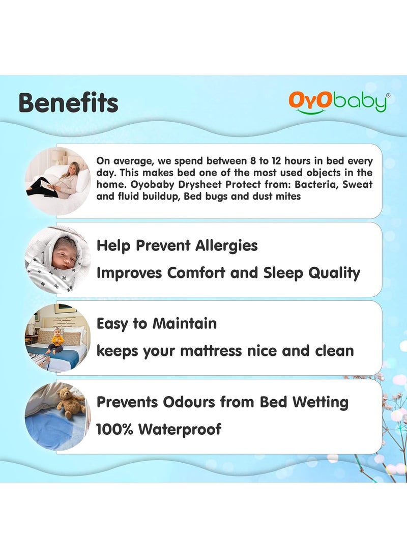OYO BABY Cotton Waterproof Sheet, Extra Absorbent Fastest Dry Sheet for Baby, Anti-Piling Fleece Baby Bed Protector, Medium Size 70x100cm, Pack of 3, Blue, Maroon & Light Green