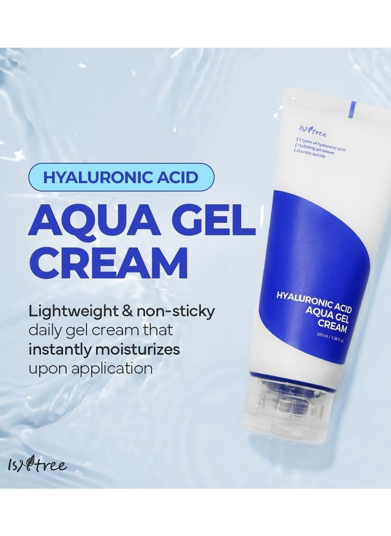 ISNTREE Hyaluronic Acid Aqua Gel Cream 100ml – Lightweight Hydrating Moisturizer for Oily and Combination Skin, Sebum Control, Non-Greasy Formula, Korean Skincare