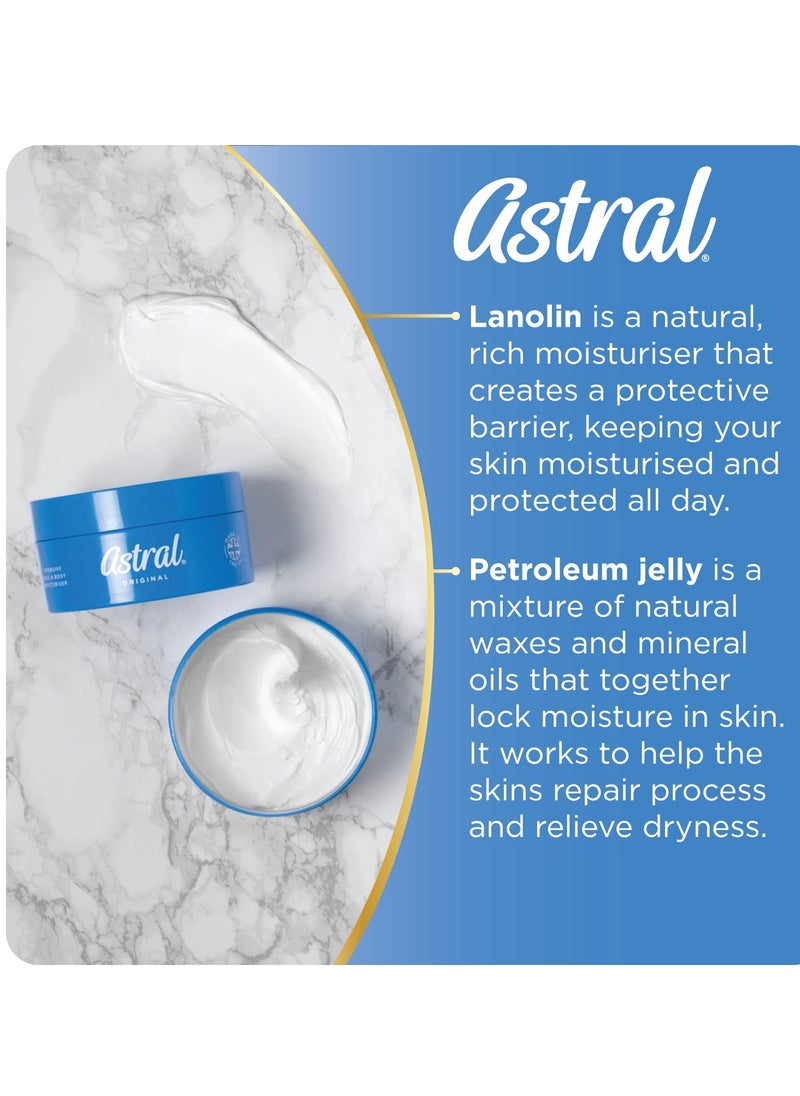 Astral Original Moisturiser 500ml – Face & Body Cream with Lanolin or Petroleum Jelly | Deep Hydration, Softens Skin, Locks in Moisture & Repairs Dryness | Made in UK