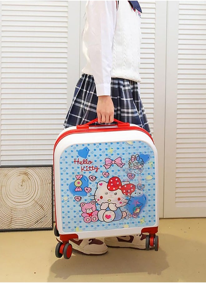 20 Inch Kids Luggage Gradation 3D Cartoon Patterns Children Trolley Suitcase Travel Boys Girls Rolling Luggage Case with Lock Students Teens Wheeled Small Suitcase Carry On Bag for Boarding School