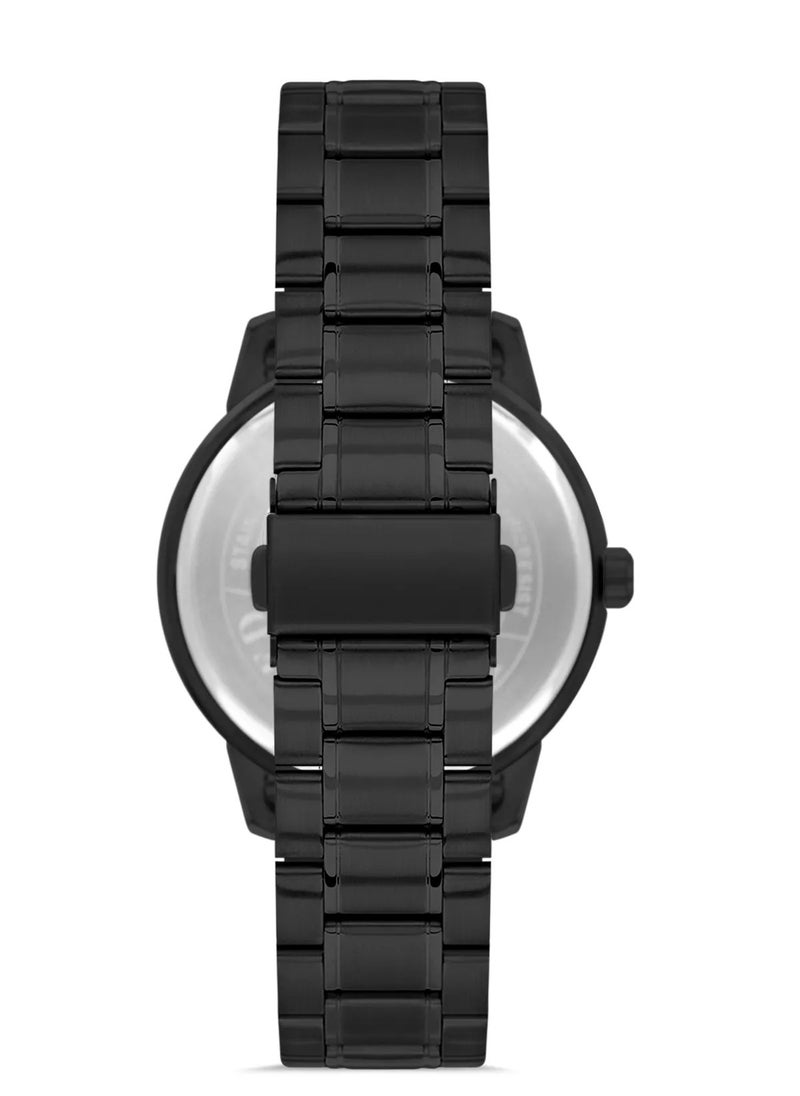 Omax Men's Black Sports Luxury Wrist Watch, Watches for Men, Stainless Watches, Silver Steel Band, Blue Dial, Waterproof Watch, 1 Year Warranty