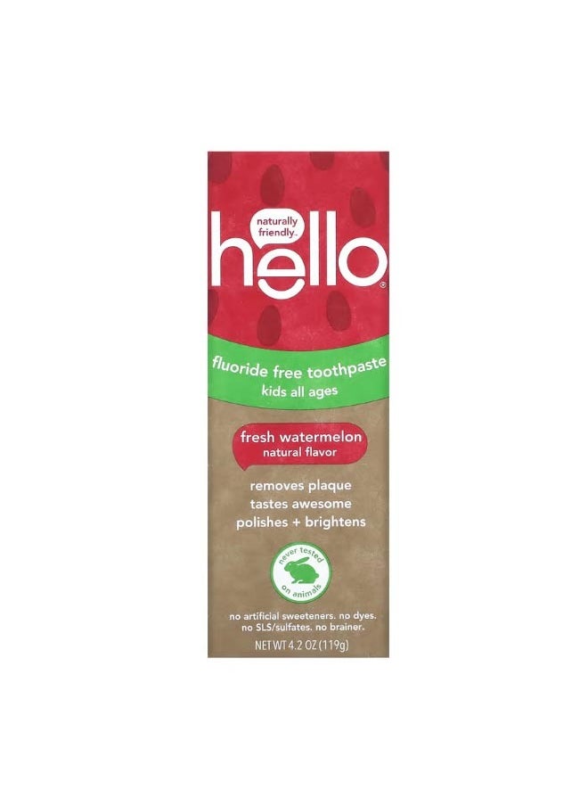 Kids Fluoride Free Toothpaste Fresh Watermelon 4.2 oz 119 g