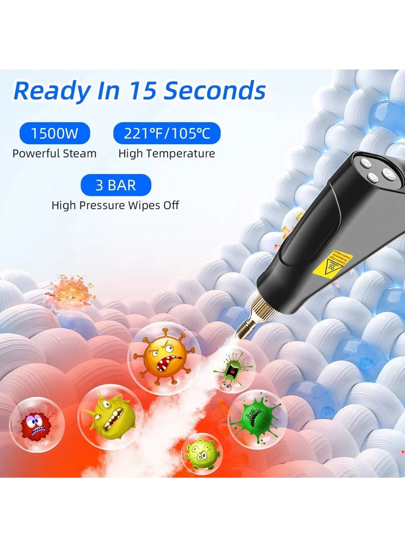 Steam Cleaner, 4.5Bar Pressurized Steamer for Cleaning, Multi-Purpose Steamer for Home, Handheld Steam Cleaner, with 6pcs Accessories, Car Steamer, Portable Steam Cleaner for Kitchen, Bathroom, Tile