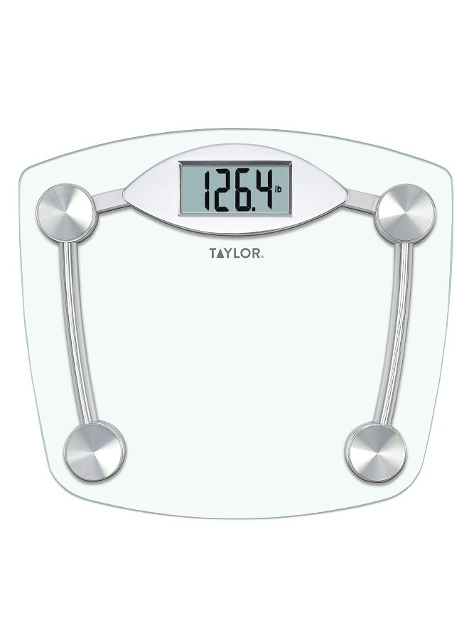 Taylor Precision Products Digital Bathroom Scale, Highly Accurate Body Weight Scale, Instant On and Off, 400 lb, Sturdy Clear Glass with Chrome Finish Base