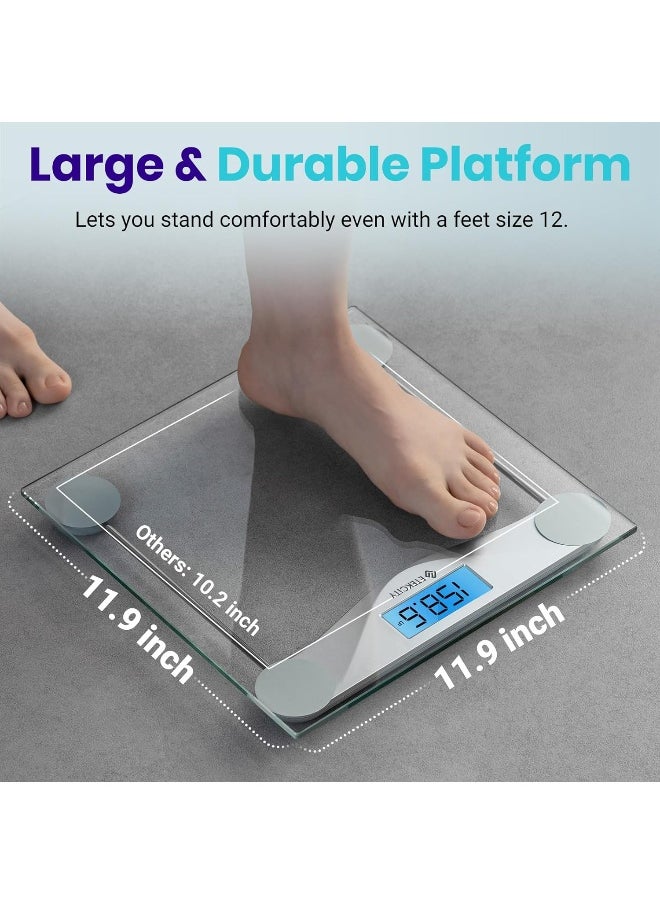 Etekcity Bathroom Scale for Body Weight, Digital Weighing Machine for People, Accurate & Large LCD Backlight Display, 6mm Tempered Glass, 400 lbs