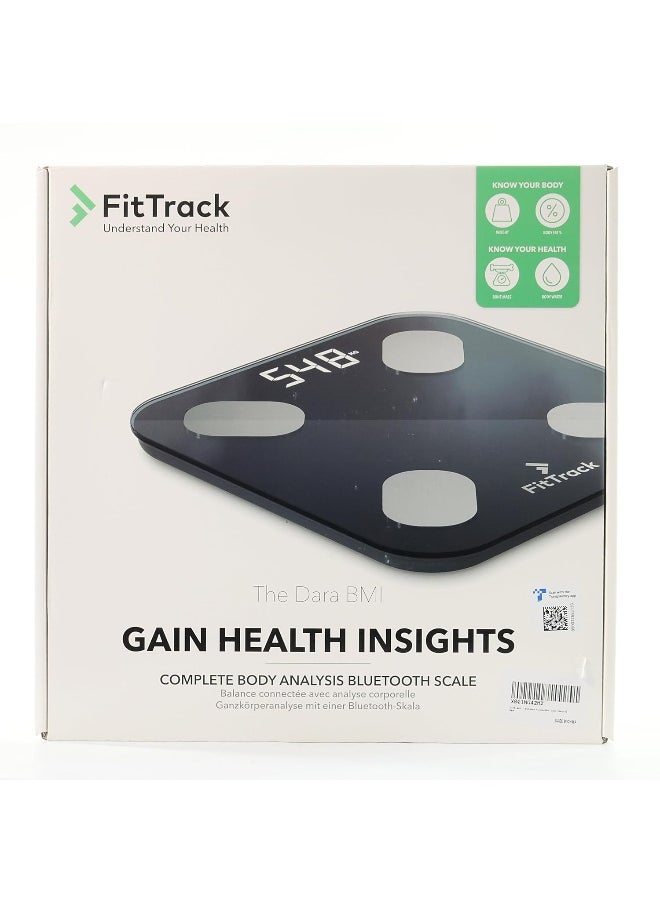 FitTrack Dara Smart BMI Digital Scale - Measure Weight and Body Fat - Most Accurate Bluetooth Glass Bathroom Scale