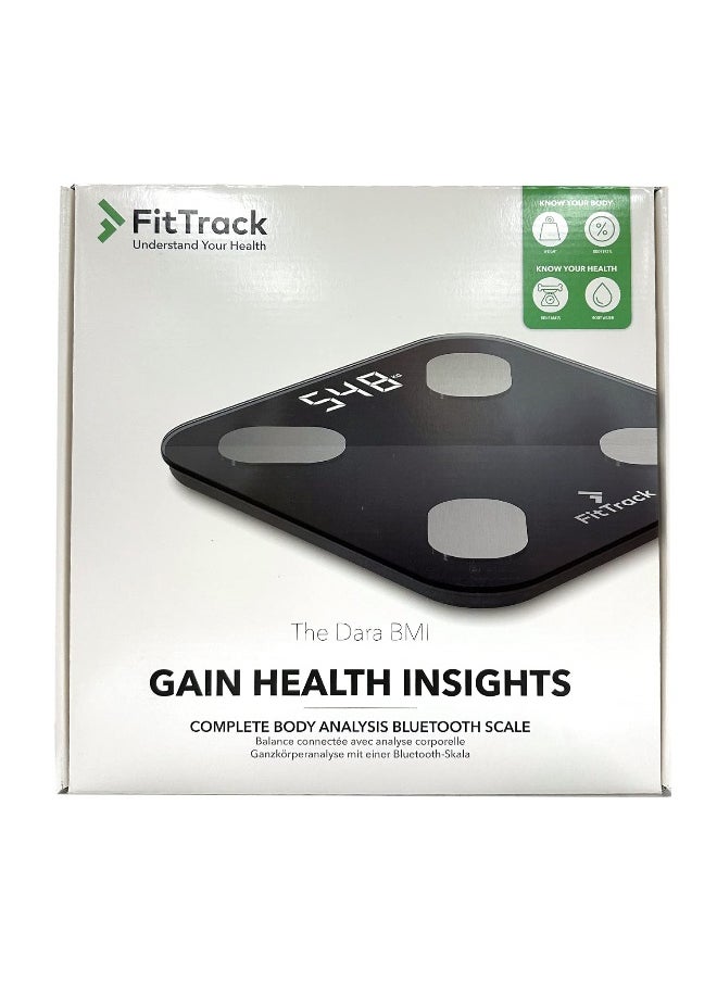 FitTrack Dara Smart BMI Digital Scale - Measure Weight and Body Fat - Most Accurate Bluetooth Glass Bathroom Scale