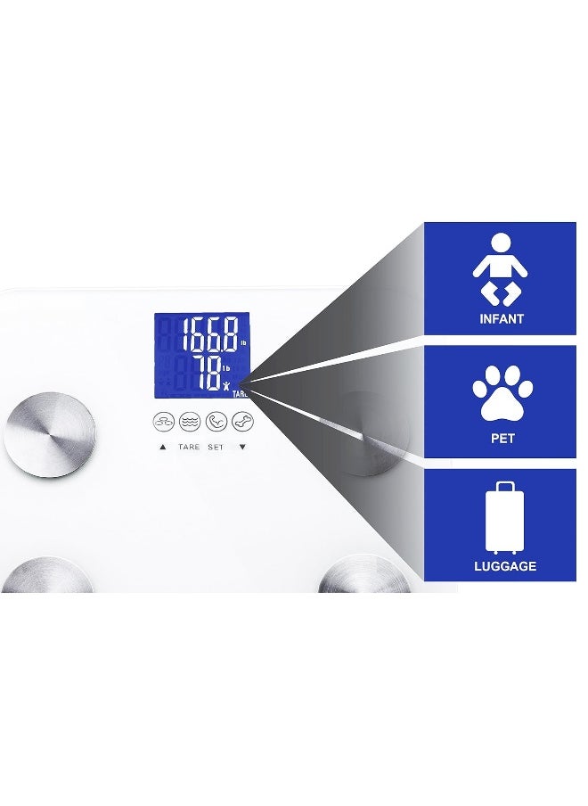 Ozeri Touch 440 Lbs Total Body Weight Scale (Body Fat, Muscle, Bone, Weight & Hydration), Auto Recognition Bath Scale with Infant Tare