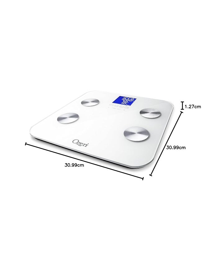 Ozeri Touch 440 Lbs Total Body Weight Scale (Body Fat, Muscle, Bone, Weight & Hydration), Auto Recognition Bath Scale with Infant Tare