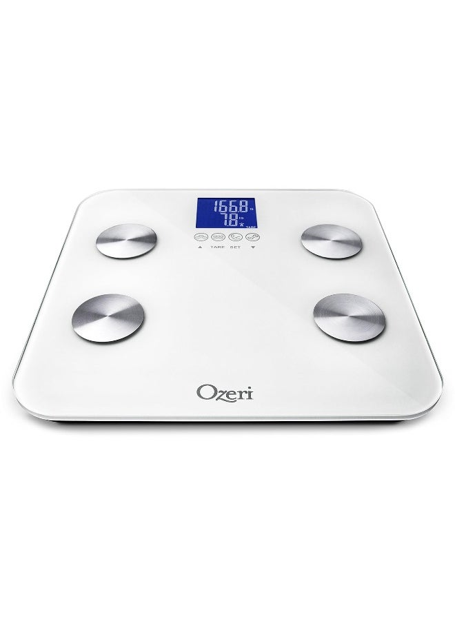 Ozeri Touch 440 Lbs Total Body Weight Scale (Body Fat, Muscle, Bone, Weight & Hydration), Auto Recognition Bath Scale with Infant Tare
