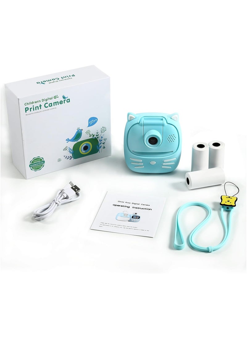 50MP Kids Instant Camera with 3 Rolls Print Paper for Boys and Girls 1080P Digital Camera for Children 2.0 IPS Selfie Toy Camera Toddler Rechargeable Video Recorder with 32GB TF Card