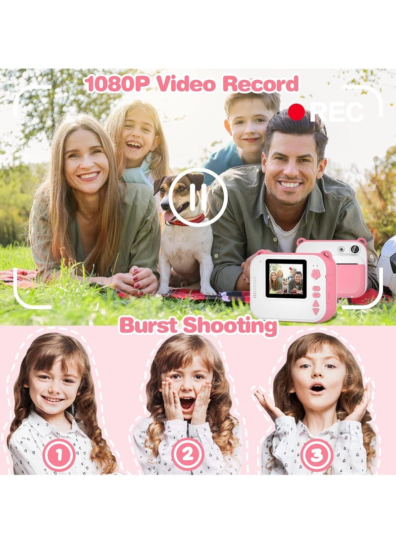 Kids Instant Camera for 3-12 Years Old Kids Toddlers Childrens Boys Girls Birthday Gifts 2.0 Inch Screen 12MP / 1080P HD Video Camera Baby Instant Print Digital Camera With 32G TF Card
