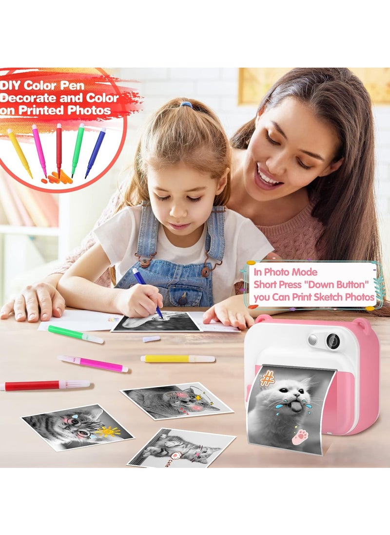 Kids Instant Camera for 3-12 Years Old Kids Toddlers Childrens Boys Girls Birthday Gifts 2.0 Inch Screen 12MP / 1080P HD Video Camera Baby Instant Print Digital Camera With 32G TF Card