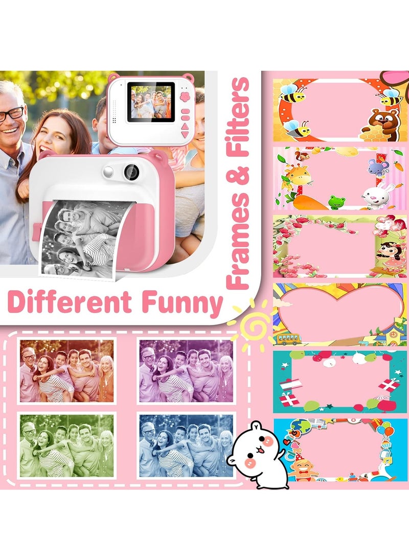 Kids Instant Camera for 3-12 Years Old Kids Toddlers Childrens Boys Girls Birthday Gifts 2.0 Inch Screen 12MP / 1080P HD Video Camera Baby Instant Print Digital Camera With 32G TF Card