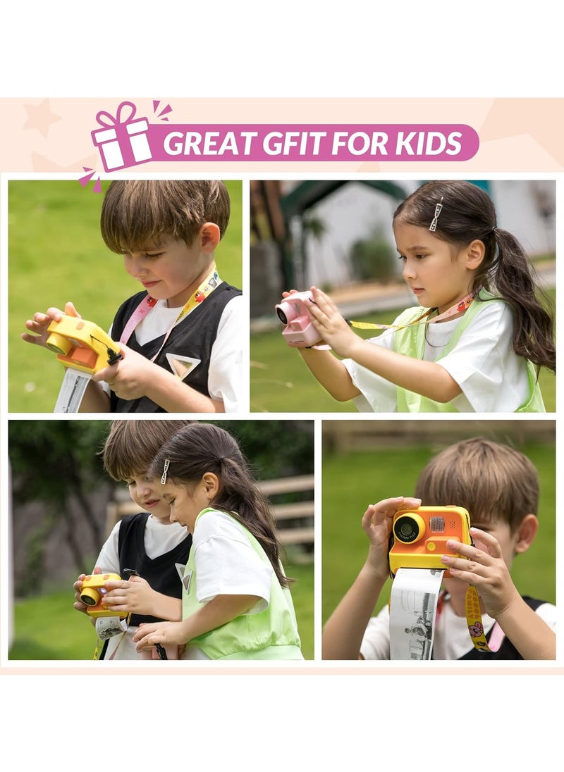 Kids Camera Instant Print, 48MP Digital Camera with Zero Ink Selfie 1080P Video Camera with 32G TF Card Toys Gifts for Girls Boys Aged 3-12 for Birthday/Holiday