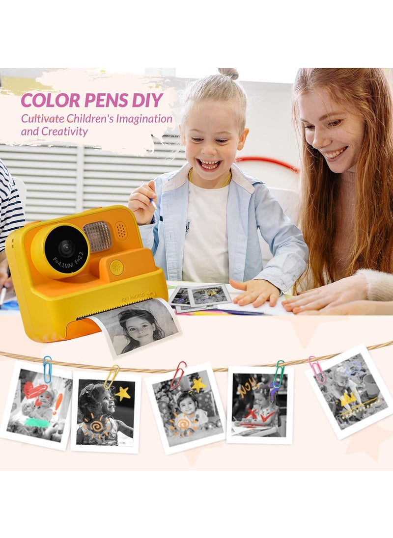 Kids Camera Instant Print, 48MP Digital Camera with Zero Ink Selfie 1080P Video Camera with 32G TF Card Toys Gifts for Girls Boys Aged 3-12 for Birthday/Holiday