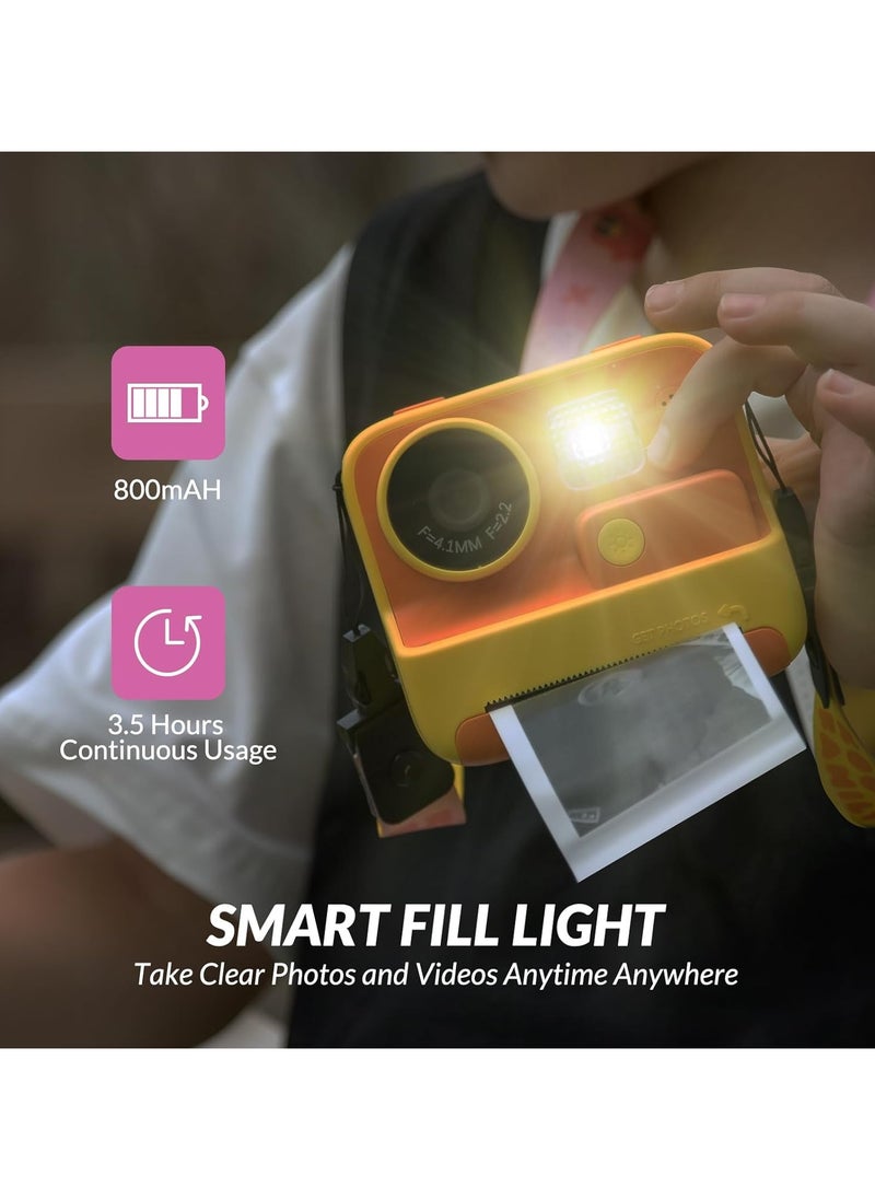 Kids Camera Instant Print, 48MP Digital Camera with Zero Ink Selfie 1080P Video Camera with 32G TF Card Toys Gifts for Girls Boys Aged 3-12 for Birthday/Holiday