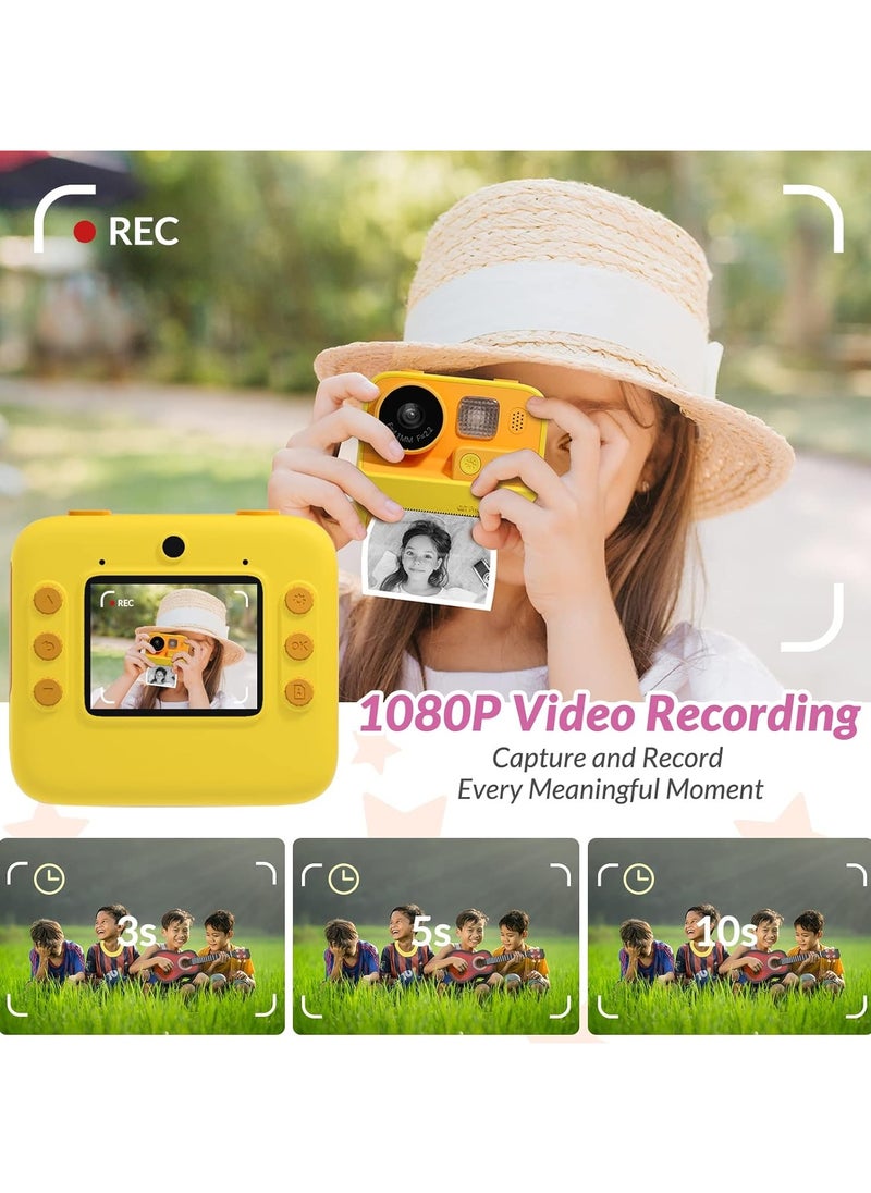 Kids Camera Instant Print, 48MP Digital Camera with Zero Ink Selfie 1080P Video Camera with 32G TF Card Toys Gifts for Girls Boys Aged 3-12 for Birthday/Holiday