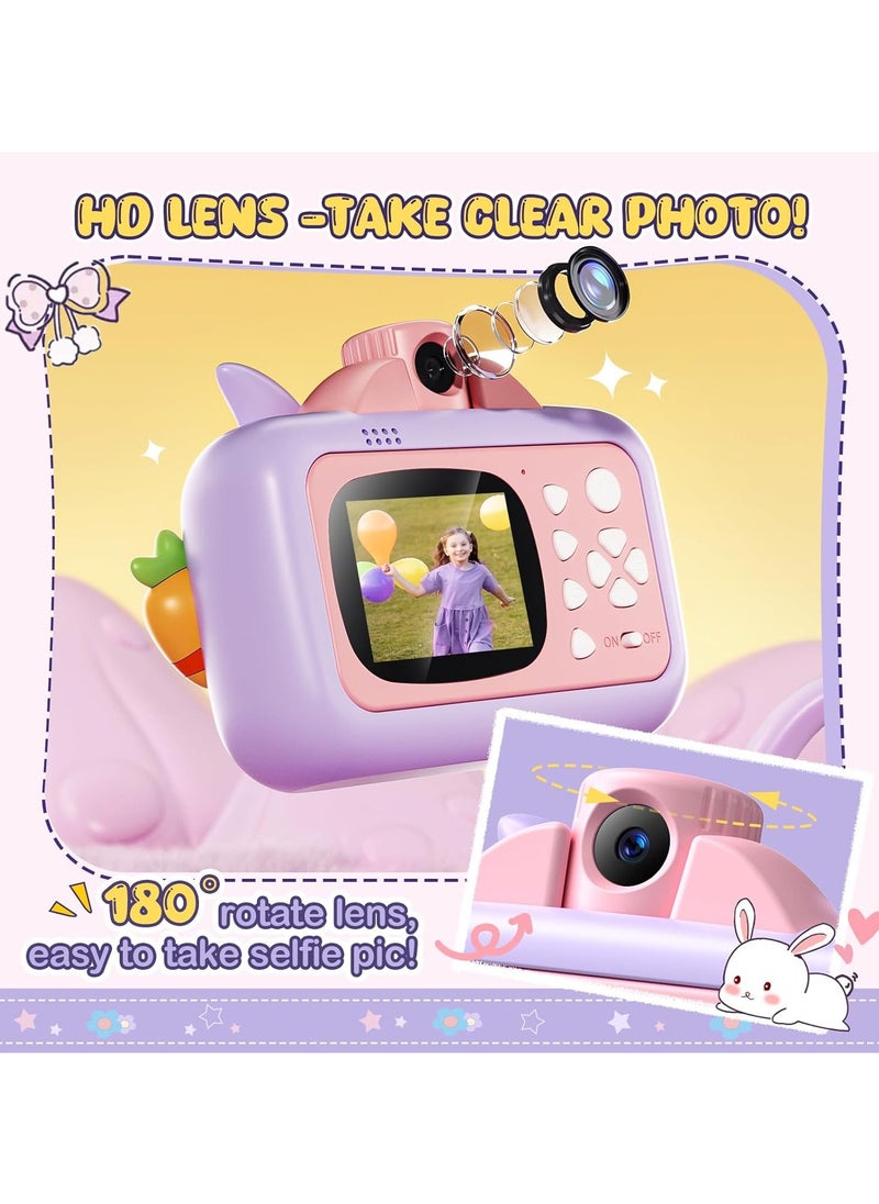 Kids Camera Instant Print,Instant Print Camera for Kids 6-8 Birthday Kids Toddler Camera Selfie Digital Video Camera Refill Paper & 32G SD Card