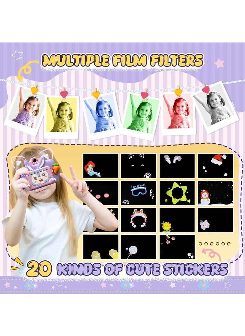 Kids Camera Instant Print,Instant Print Camera for Kids 6-8 Birthday Kids Toddler Camera Selfie Digital Video Camera Refill Paper & 32G SD Card