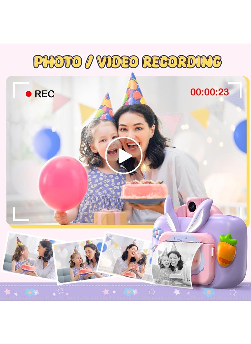 Kids Camera Instant Print,Instant Print Camera for Kids 6-8 Birthday Kids Toddler Camera Selfie Digital Video Camera Refill Paper & 32G SD Card